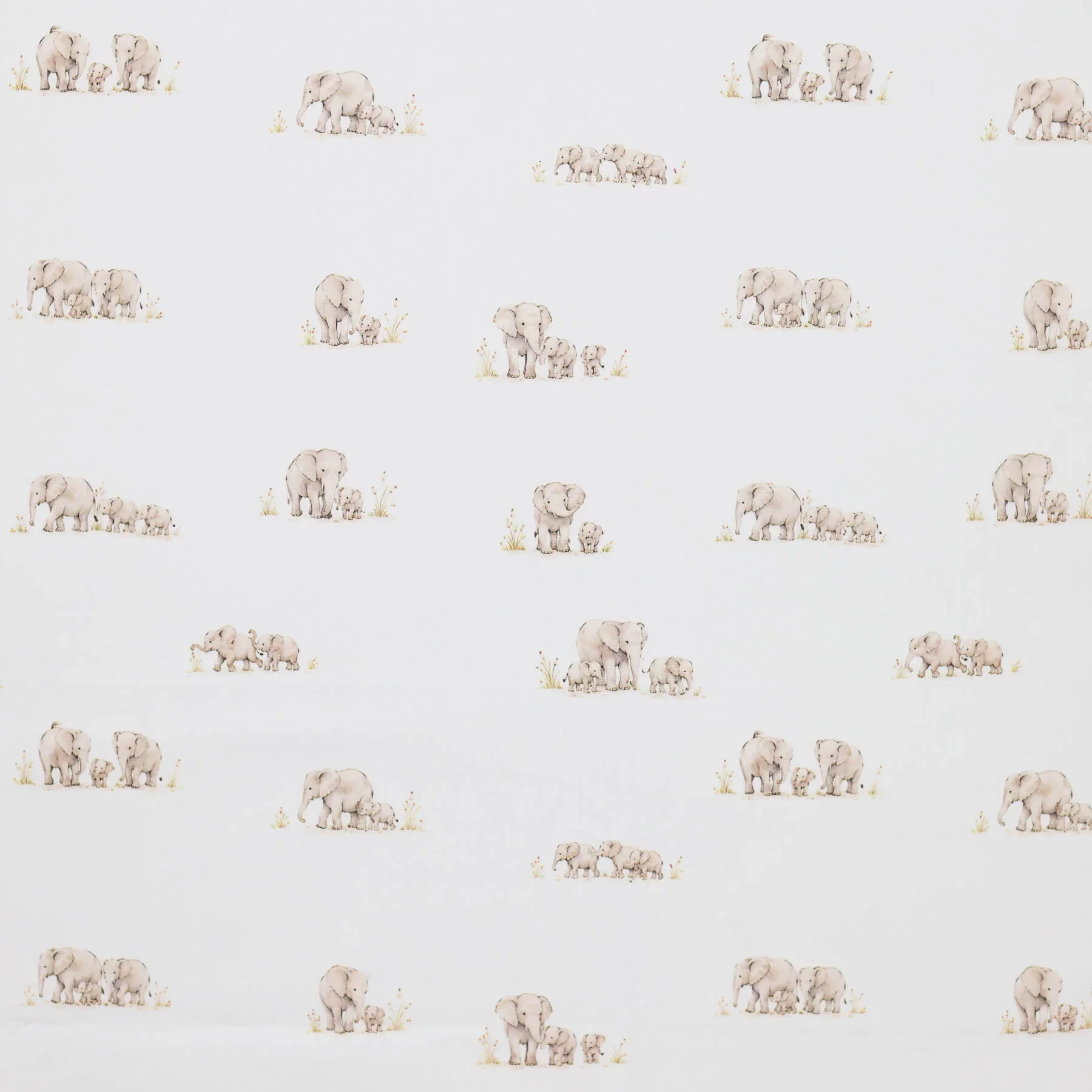 Poplin Katoen Stof - Familie Olifant - Lief & Natuurlijk