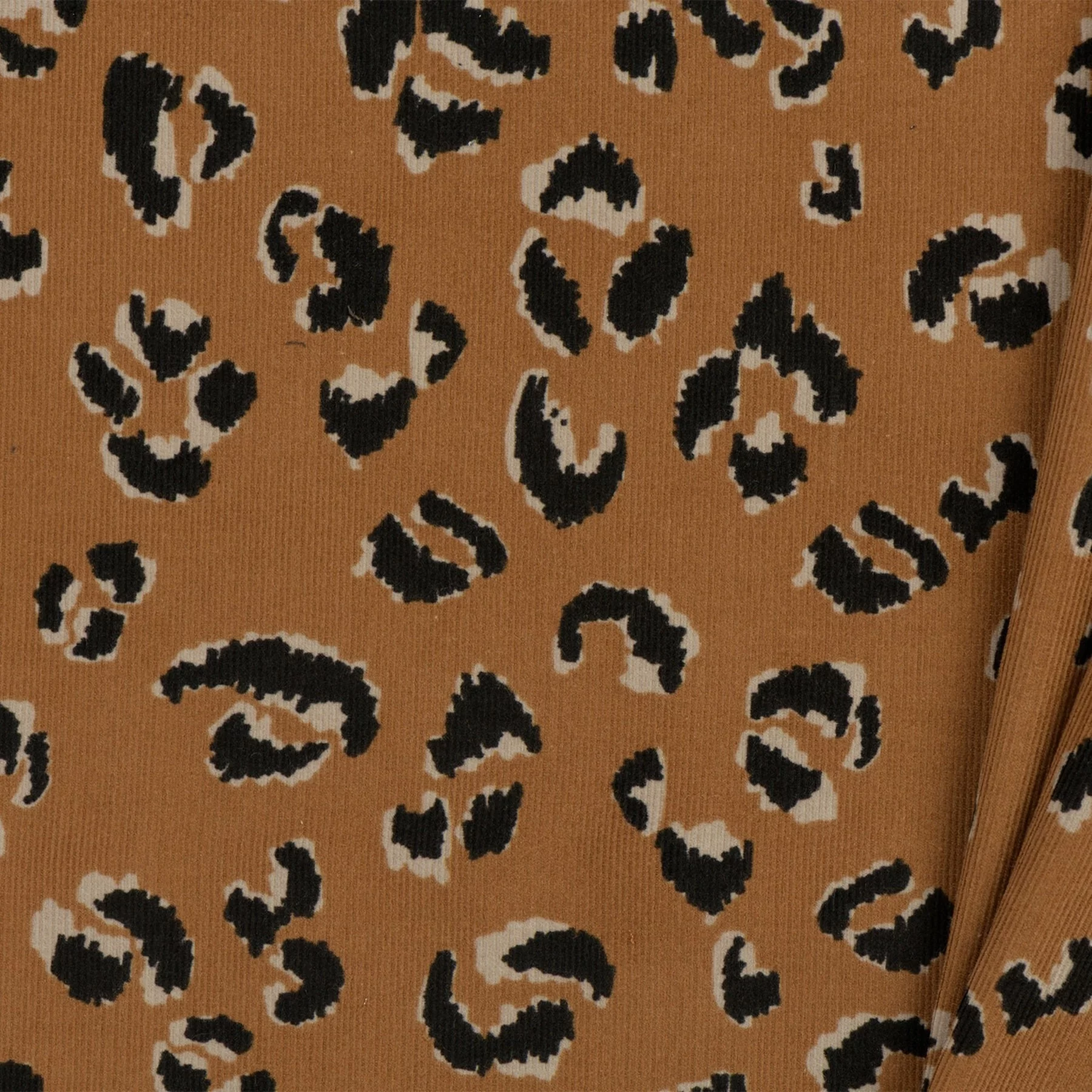 Katoen Corduroy Babyrib Panter Camel/Zwart – Stoere Ribstof
