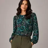 Digitale Print Bamboe Jersey - Winterbloem Petrol | Stoffen Online
