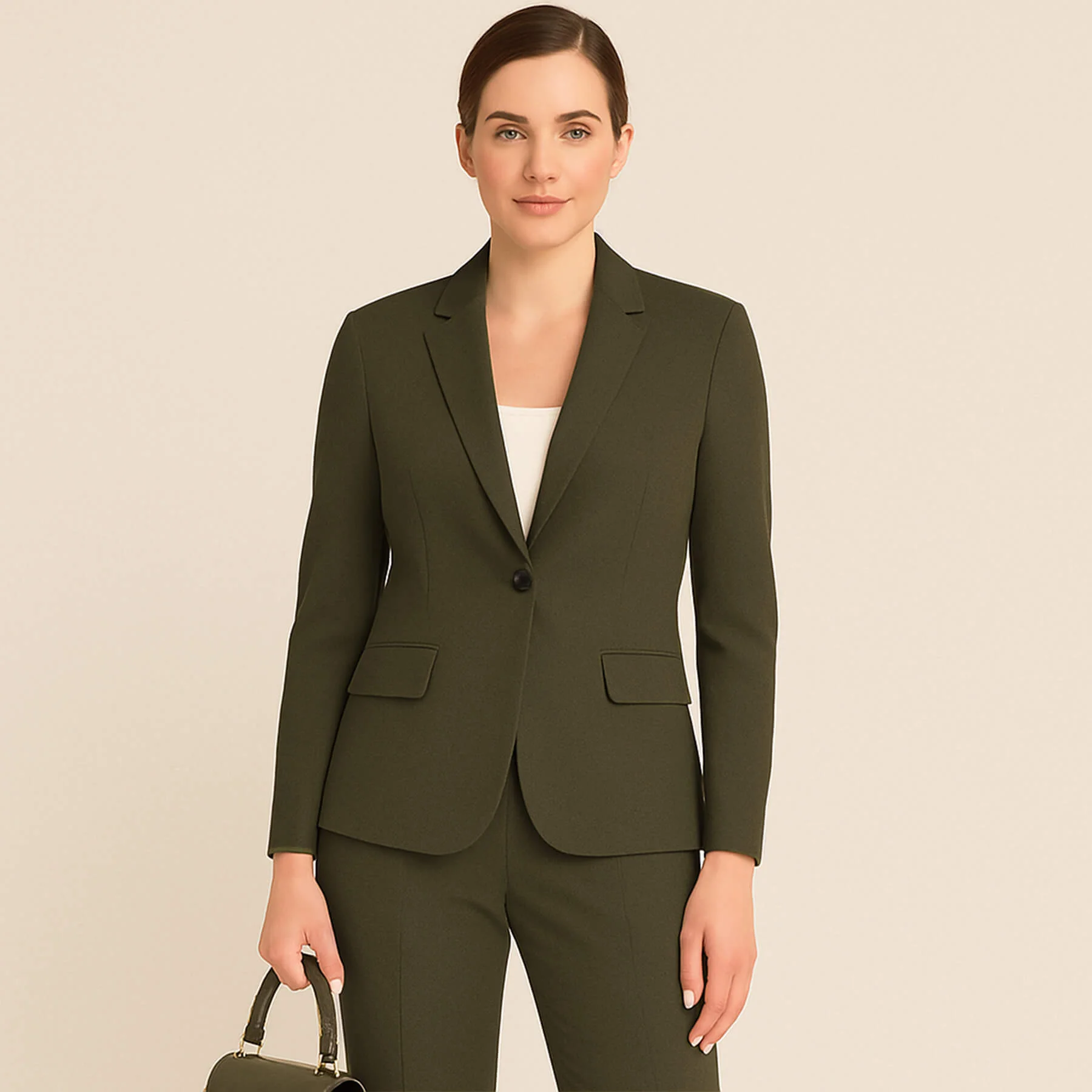 Stretch Gabardine Stof (Bamboe Touch) Leger Groen | Stoffen Online