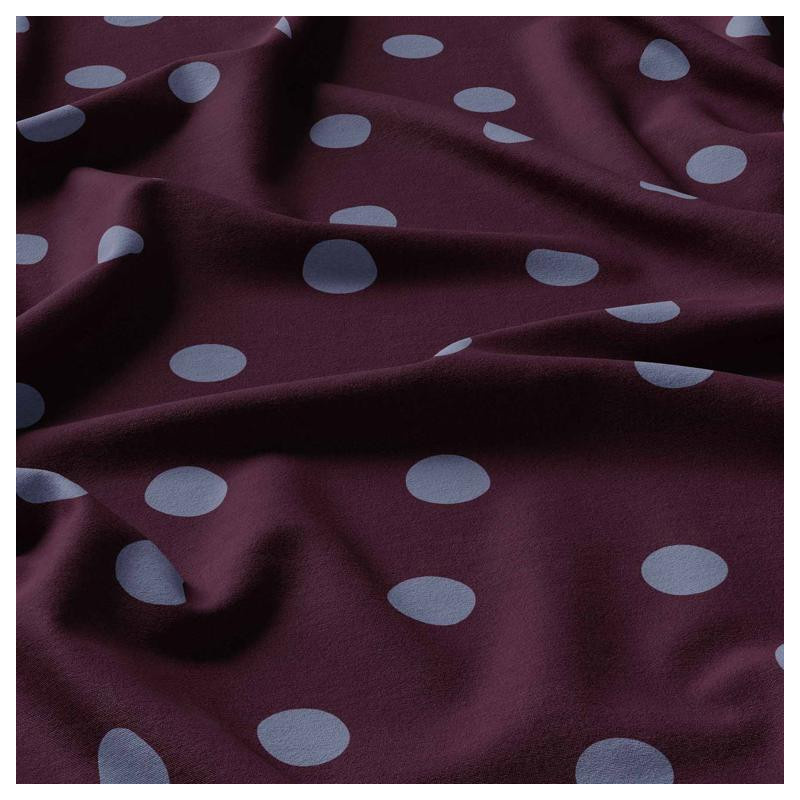 Viscose Stof Stippen Peyton – Aubergine/Denim | Stoffen Online