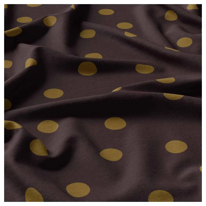 Viscose Stof Stippen Peyton – Donkerbruin/Olijf | Stoffen Online