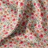 Digitale Katoen Stof Honorine Bloemen Roze/Rood | Stoffen Online
