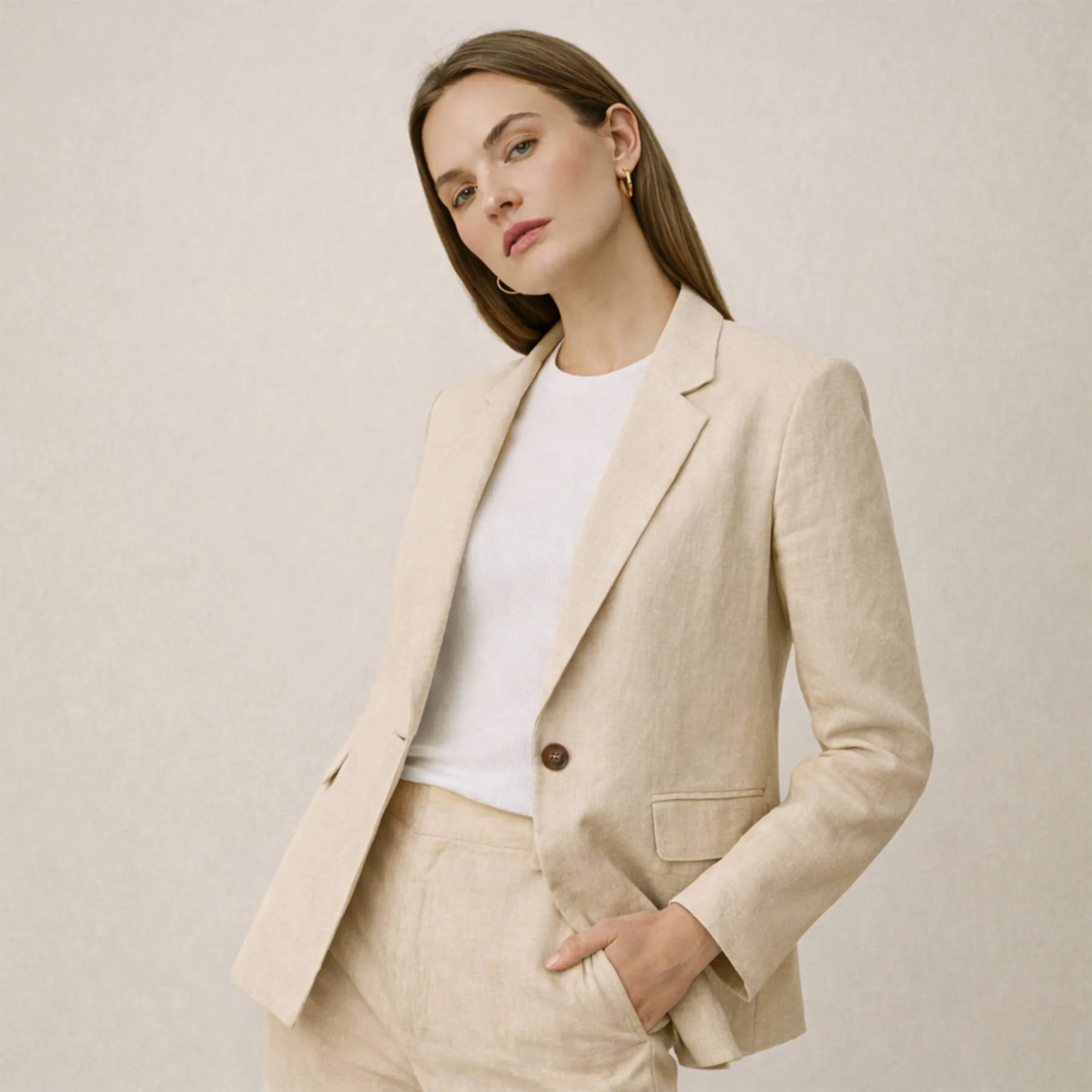 Linnen Stof Zand Beige – Enzymgewassen voor Mode & Interieur
