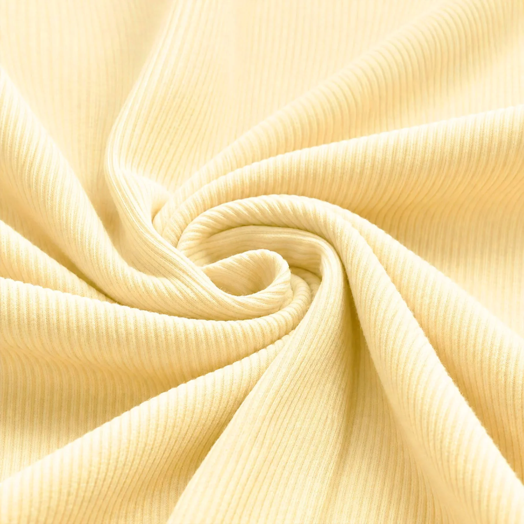 Rib Jersey Stof Boter Geel– Zacht, Rekbaar & Comfortabel
