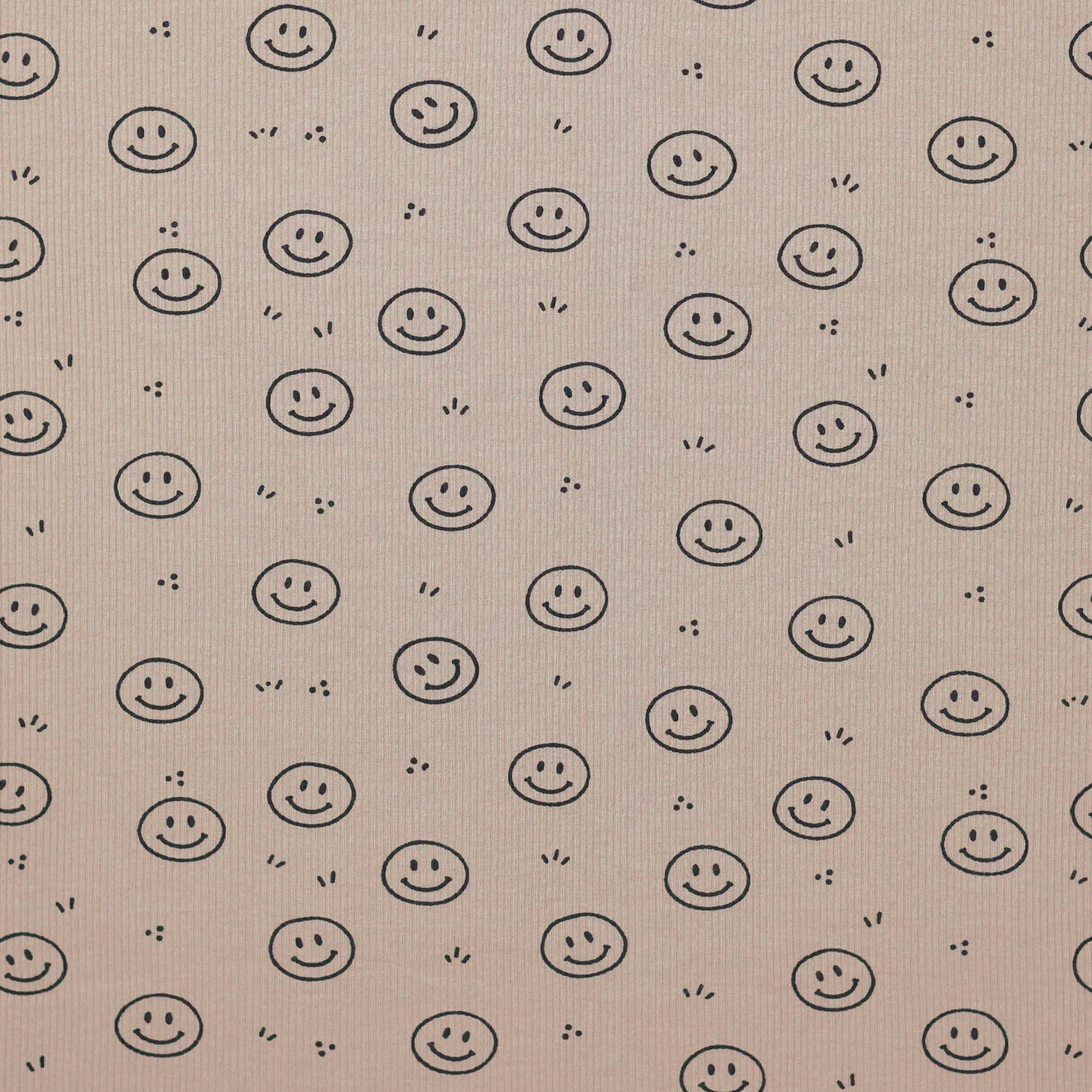 Rib Jersey Stof Smiley Donker Beige – Hip, Zacht & Comfortabel