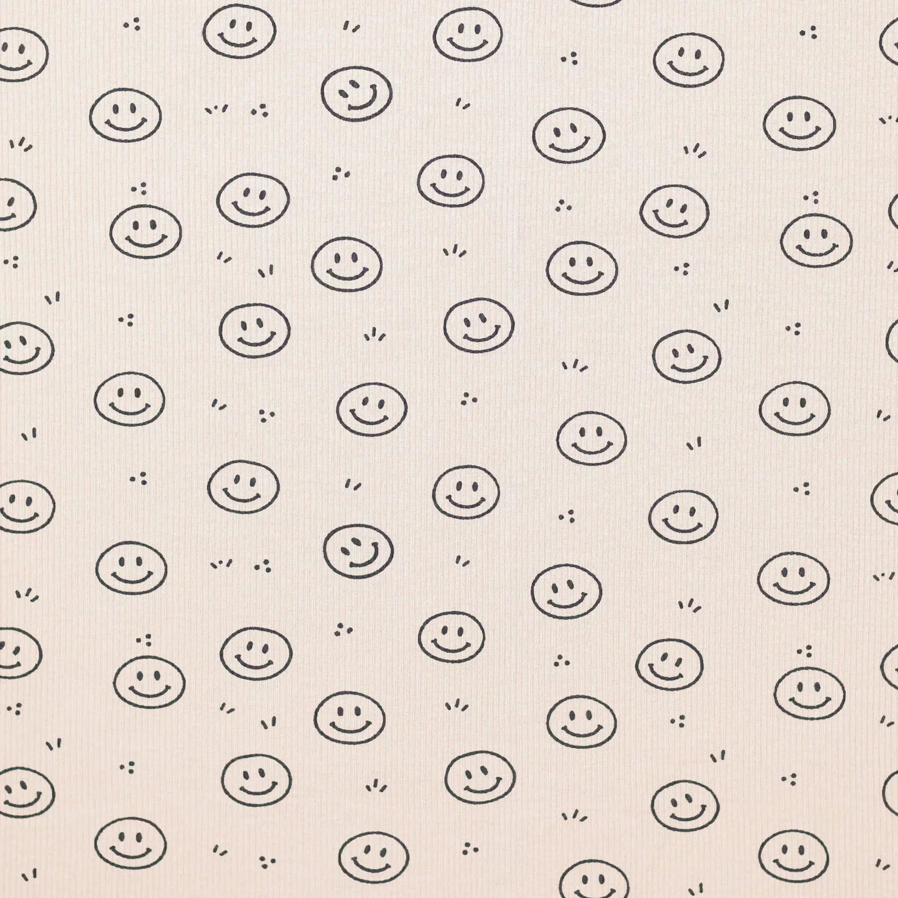 Rib Jersey Stof Smiley Licht Beige – Speels, Zacht & Rekbaar