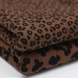 Rib Jersey Stof Luipaardprint Bruin – Stoer, Zacht & Ademend
