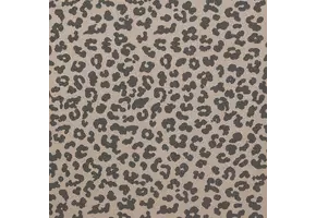 Rib Jersey Stof Bedrukt - Grote Luipaard Donker Beige