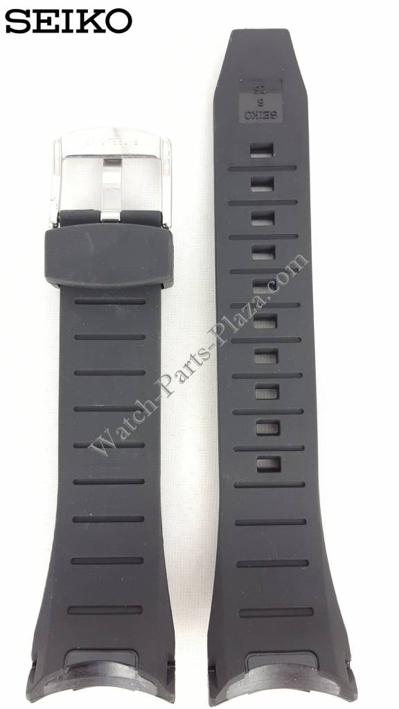 Watch band for Seiko 7T62-0HT0 Black Rubber SNAC01P1 - WatchPlaza