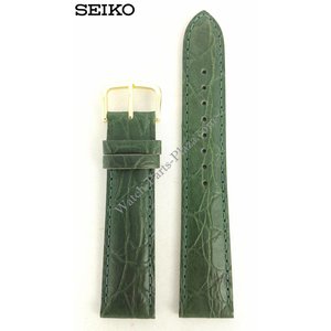 Seiko Seiko horlogeband 7T32-6B40 groen leer 19 mm