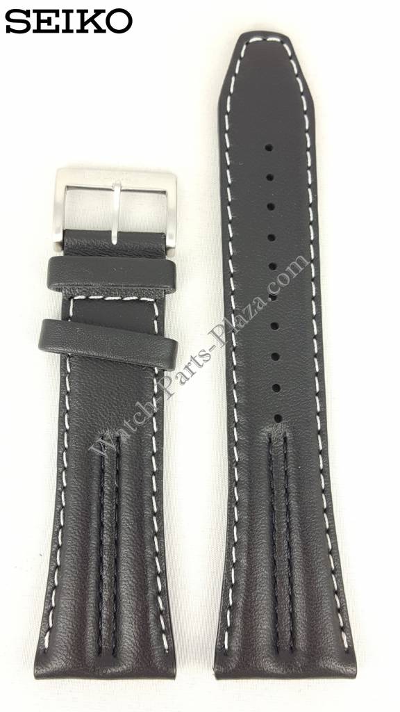 Seiko Motor Sports Black Leather Watch Band 7T62 0HF0 - WatchPlaza