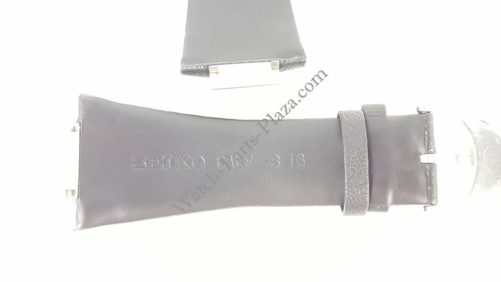Seiko SNP011 / SNL031 / SNG083 black leather strap 16mm - WatchPlaza
