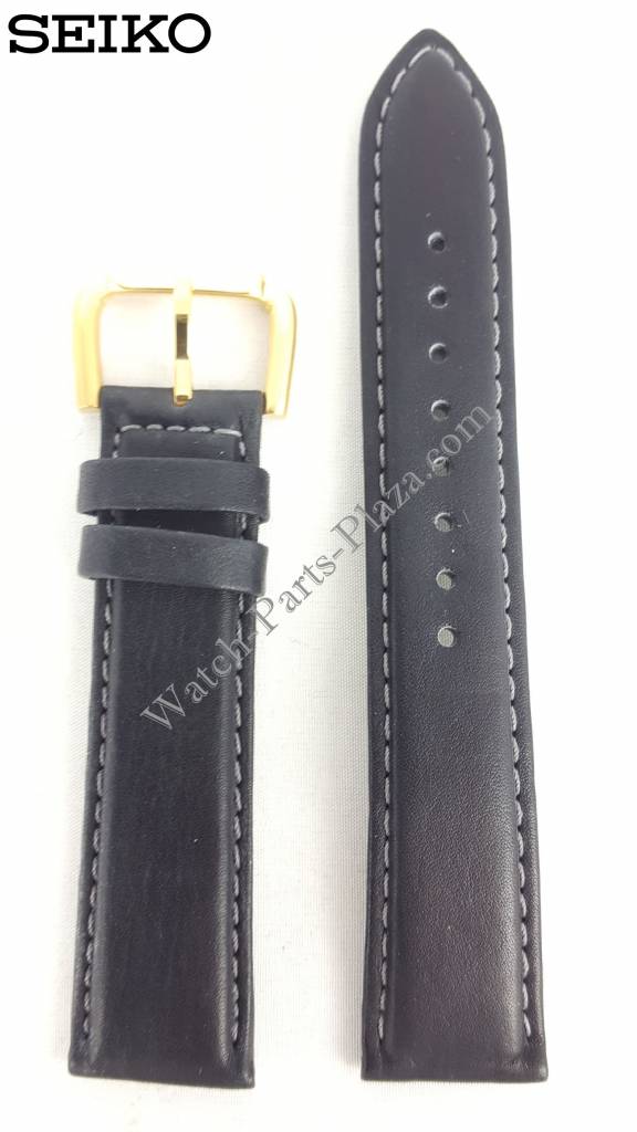 Seiko SDW056 black leather strap - WatchPlaza