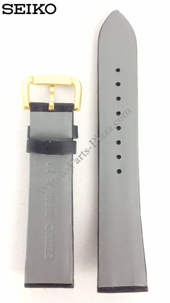 Seiko Bracelet de montre Seiko 5T32 7A40 / 7T32 7A50 Bracelet en cuir noir  19mm BQA40G - WatchPlaza