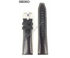 Seiko Field Master 5M85-0AE0 watch band black leathaer LOE8 - WatchPlaza