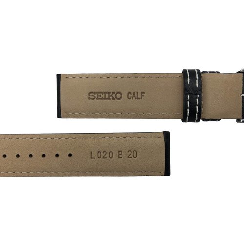 Seiko Horlogeband voor Seiko SSC009 Solar Flightmaster Zwart Leer V172-0AC0 20mm