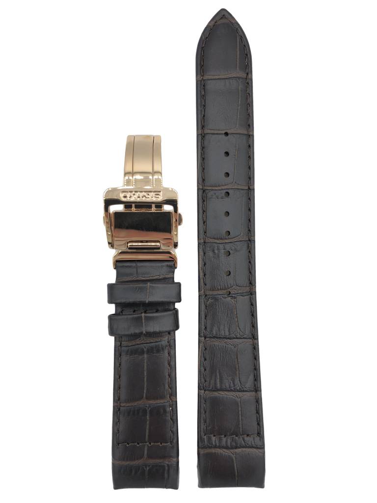 Seiko SRX008 watch band brown leather with gold buckle 5D88-0AD0 -  WatchPlaza