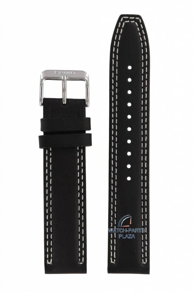 Seiko SSB033 watch strap black leather 6T63-00D0 Black 20 mm Meca Quar -  WatchPlaza
