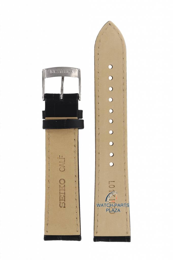 Seiko LO1K watchstrap black leather 7T92-0MF0, 0NW0, V158-0AH0 - WatchPlaza