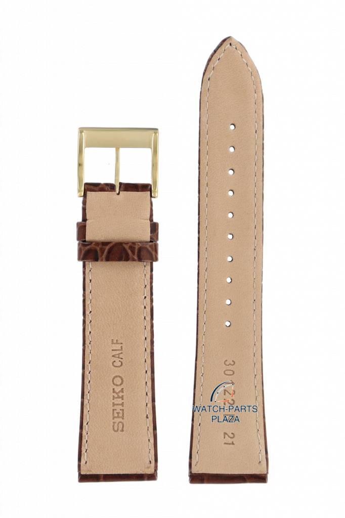 Watch strap for Seiko 4R15-00C0 / SRP024 brown leather 30122 W 21 mm -  WatchPlaza