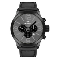 TW Steel TWMC18 chronograph watch black with black leather strap