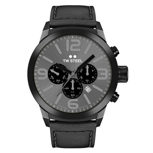 TW-Steel TW Steel TWMC18 chronograaf horloge zwart met zwart leren band