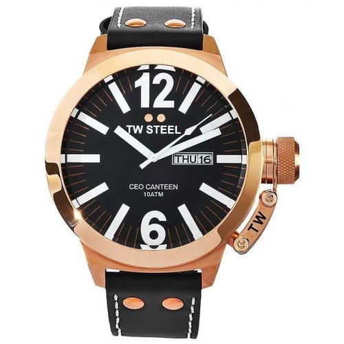 TW-Steel Watch TW-Steel CEO Canteen CE1022 analogue rose 50mm with black leather strap