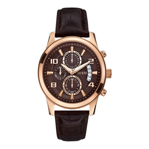 Guess Guess Exec W0076G4 watch rose 44mm with brown leather strap