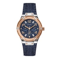 Guess Jet Setter W0289L1 horloge rosé 39mm met blauwe band