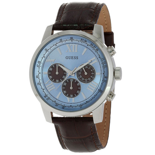 Guess Watch Guess W0380G6 Horizon chronograph watch men 45mm brown croco leather strap