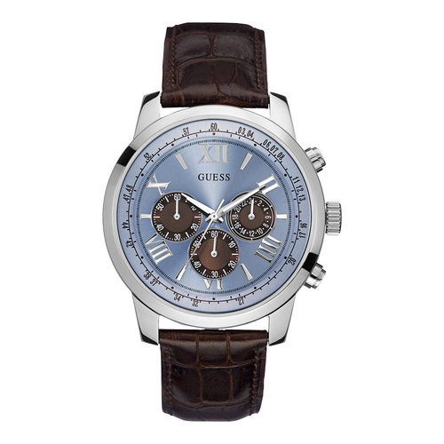 Guess Watch Guess W0380G6 Horizon chronograph watch men 45mm brown croco leather strap