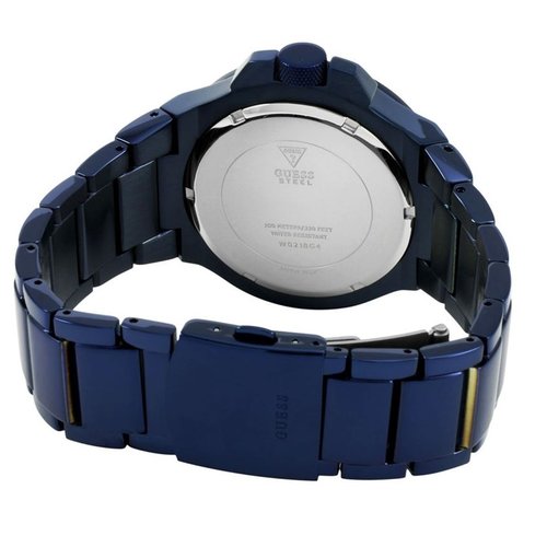 Guess Guess watch W0218G4 Rigor analog men's watch blue 45mm stainless steel