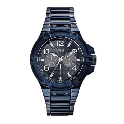 Guess Guess watch W0218G4 Rigor analog men's watch blue 45mm stainless steel