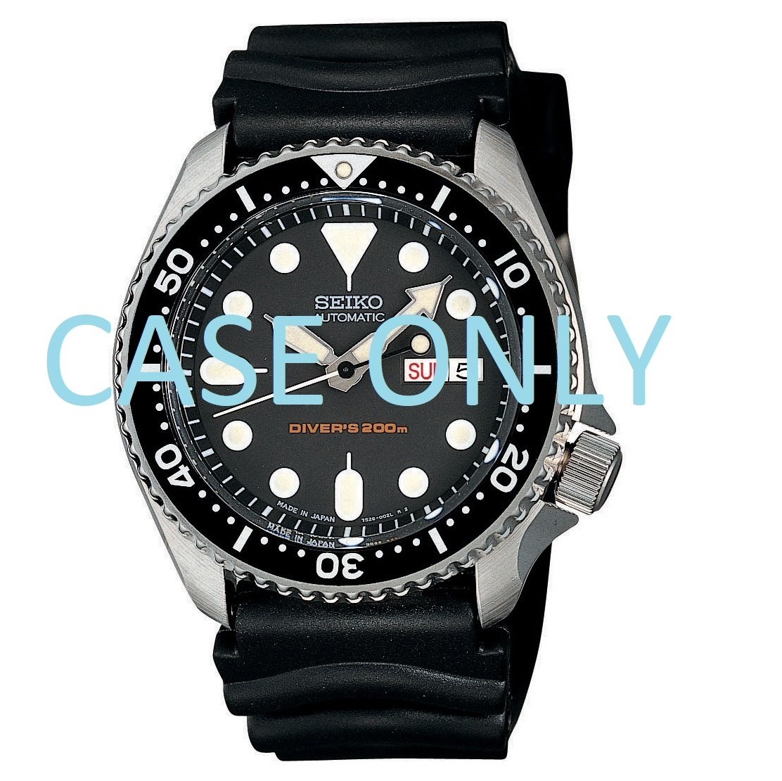 Seiko 7S26-0020 watch case complete SKX007J1, SKX007J2 black - WatchPlaza