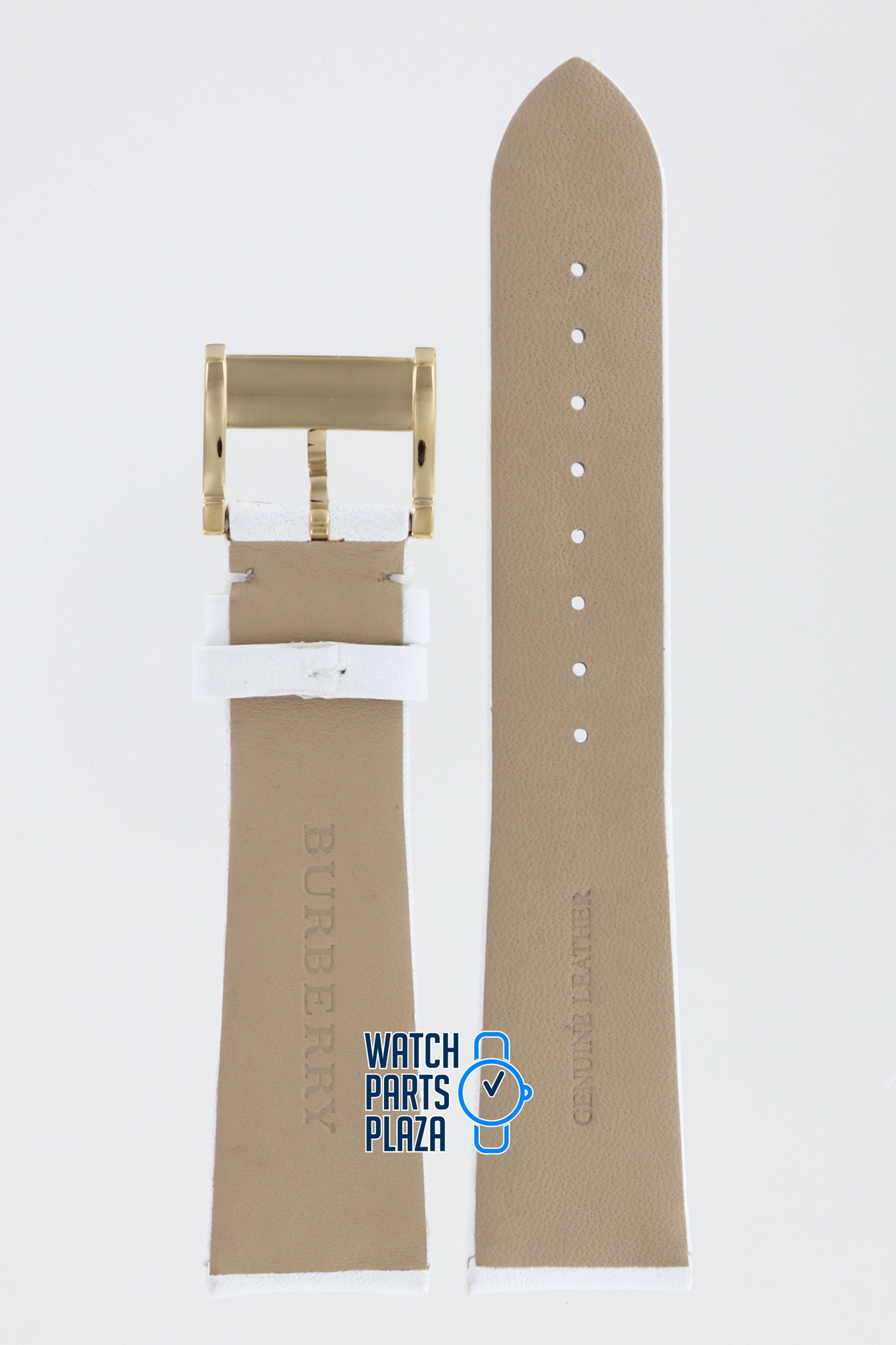 Burberry BU2154 Watch Band White Leather 22 mm - WatchPlaza