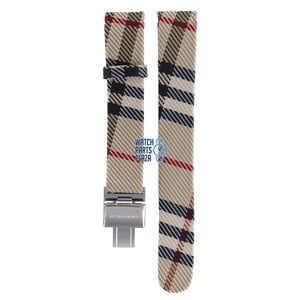 Burberry Burberry BU1010 Watch Band Beige Leather & Textile 17 mm