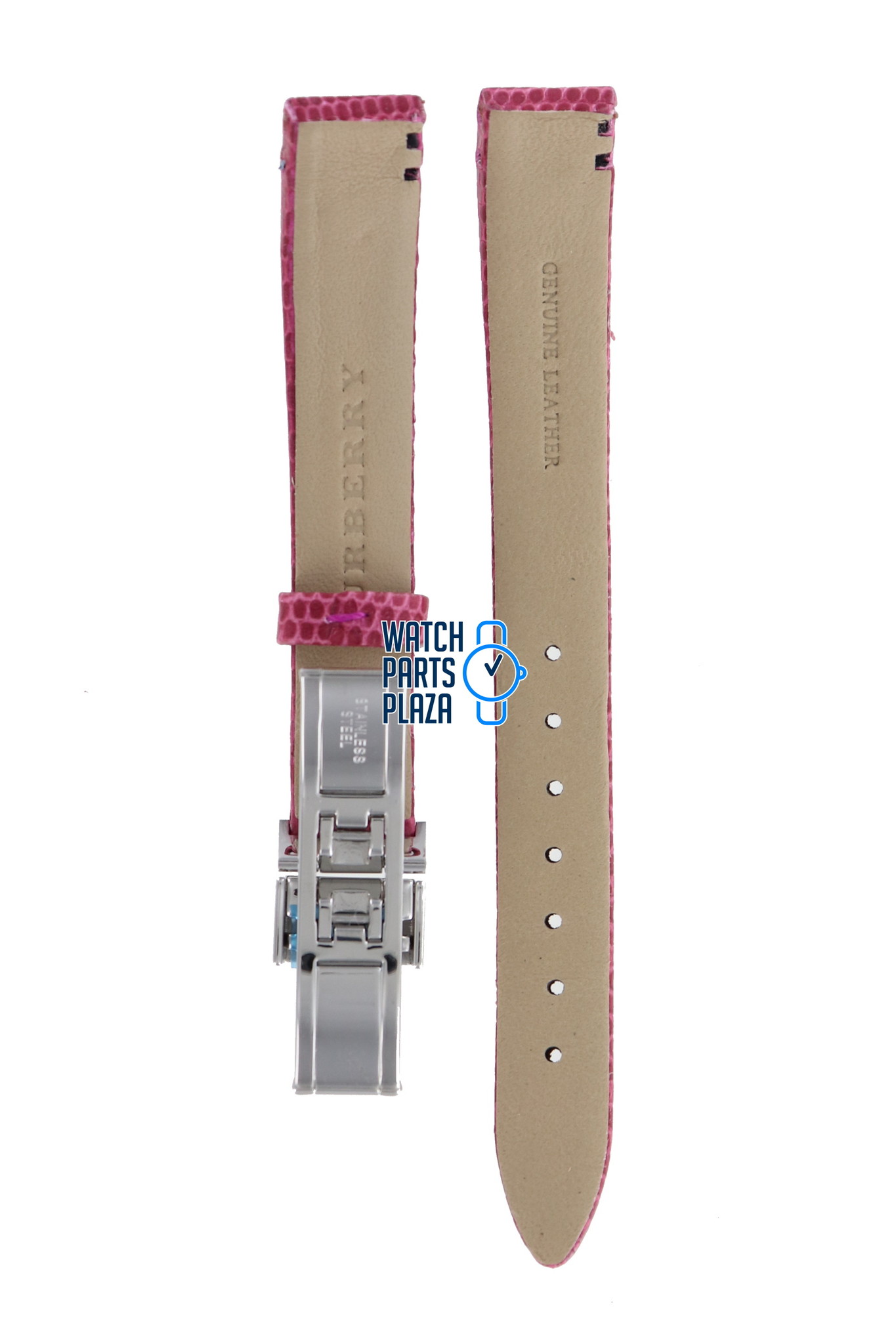 Burberry BU1026 Watch Band Pink Leather 13 mm - WatchPlaza