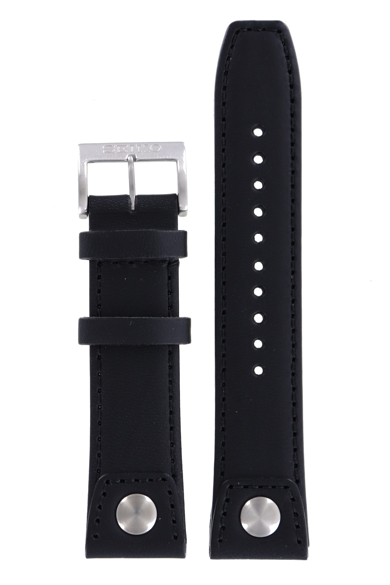 Seiko Z 22 - SNQ043 - 6A32-00E0 Watch Band Black Leather 22 mm - WatchPlaza