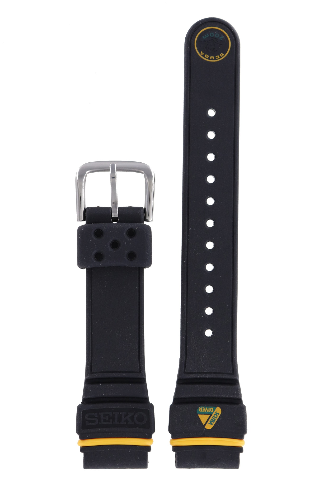 Seiko Scuba Diver S800-0019 Watch Band Black Silicone 20 mm - WatchPlaza