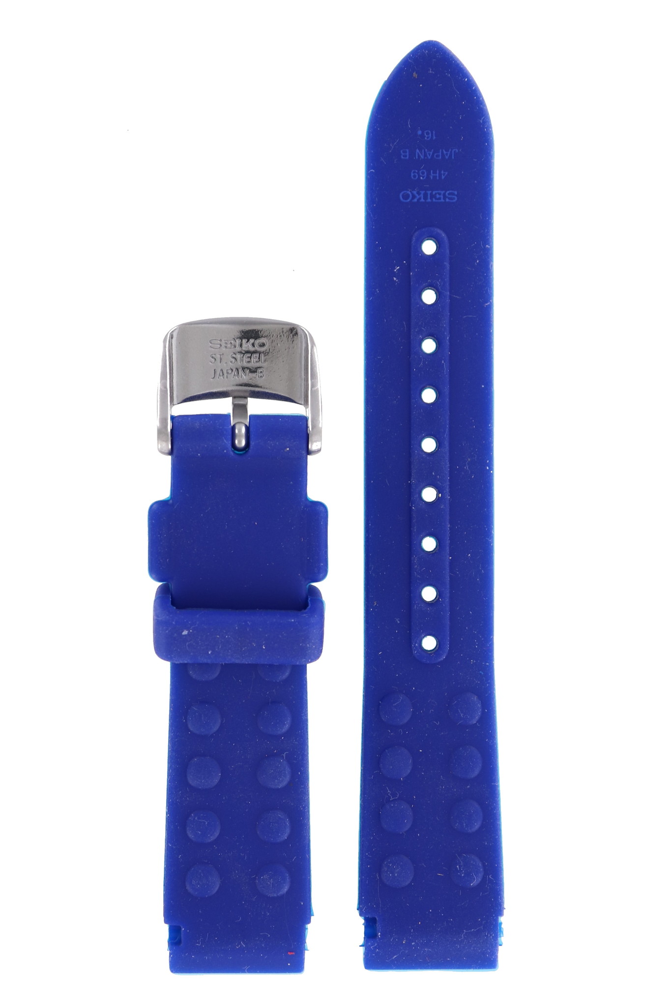 Seiko 3M22-0D80 & 3M22-0D89 Watch Band Blue Silicone 16 mm - WatchPlaza