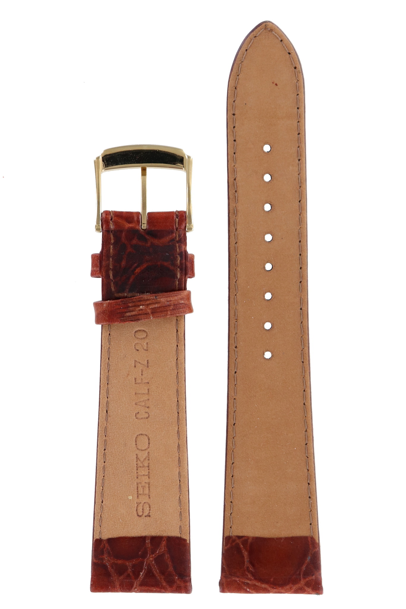 Seiko Calf-Z 20 - 7T32-7B70 Watch Band Brown Leather 20 mm - WatchPlaza
