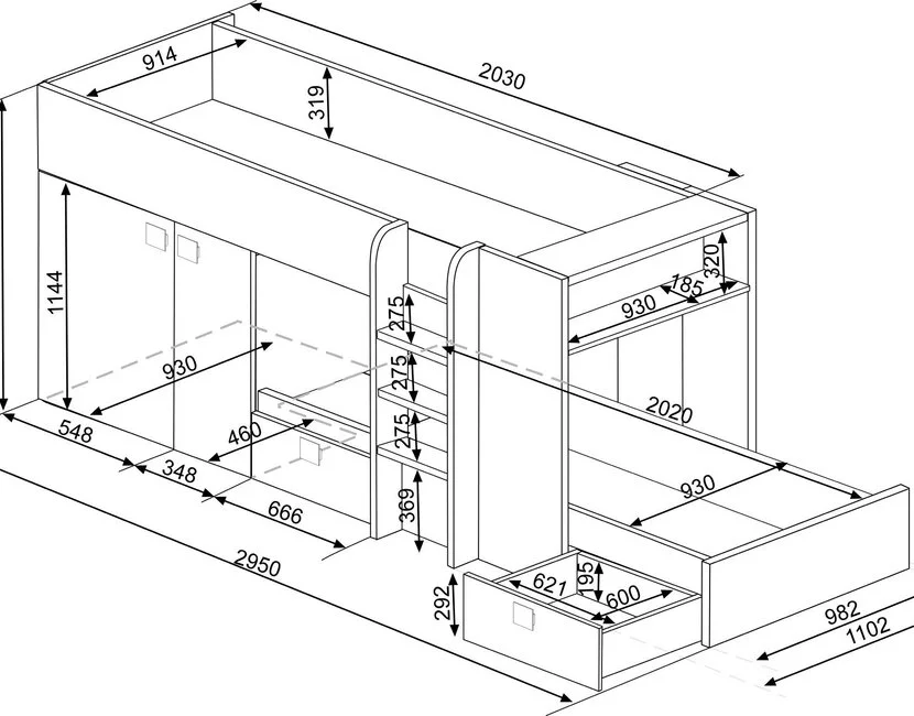 Stapelbed Maxim Blauw