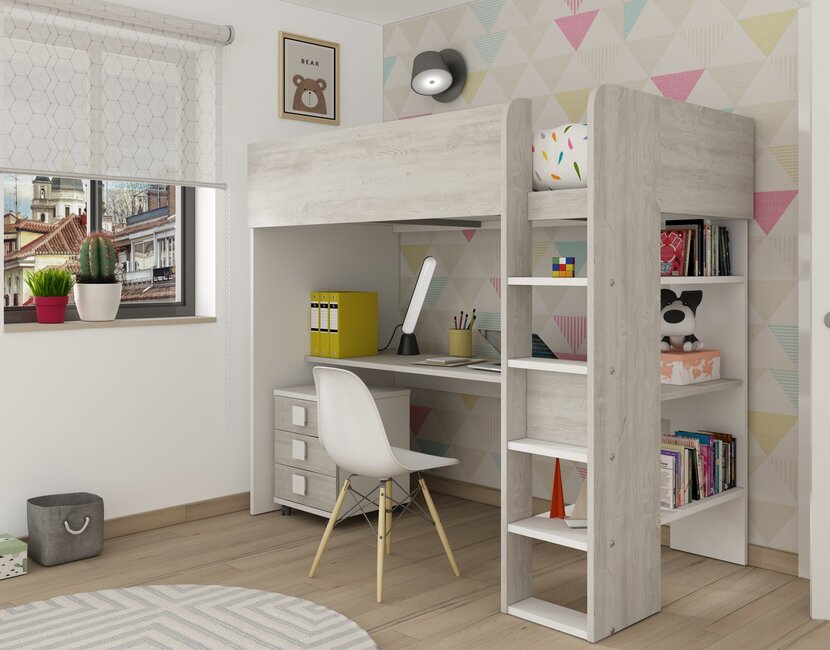 Jules Hoogslaper Basic - Wit & Grijs eiken