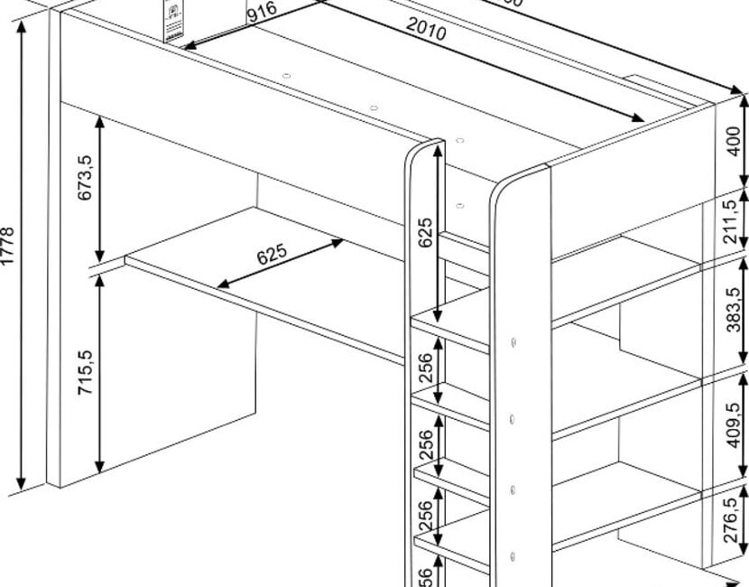 Jules Hoogslaper Basic - Wit & Grijs eiken