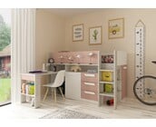 Yolo halfhoogslaper in oud roze met bureau en kast