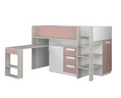 Yolo halfhoogslaper in oud roze met bureau en kast