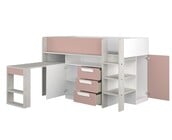 Yolo halfhoogslaper in oud roze met bureau en kast