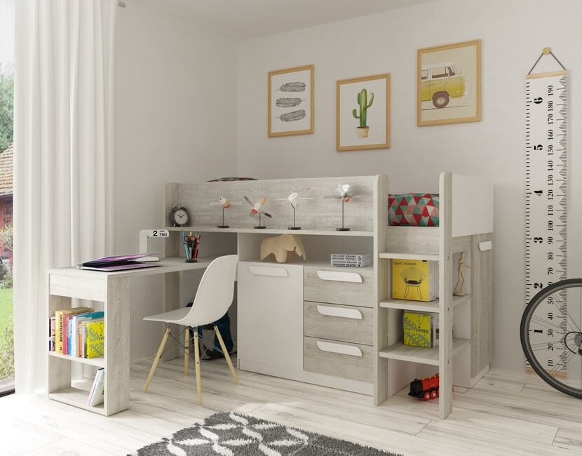 Yolo halfhoogslaper Wit & Grijs eiken