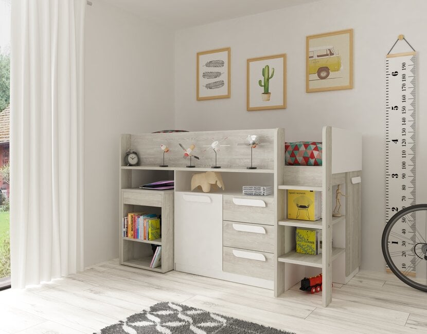 Yolo halfhoogslaper Wit & Grijs eiken